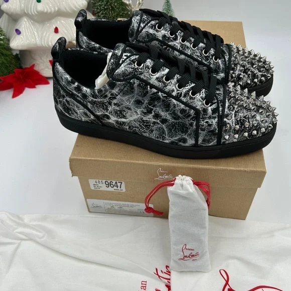 Men’s Christian Louboutin Louis Junior, black storm print leather size 43 - Picture 10 of 12